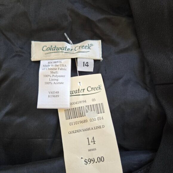 NWT Coldwater Creek Black Sleeveless A-Line Dress Size 14 Womens Classic Fit - Picture 5 of 6
